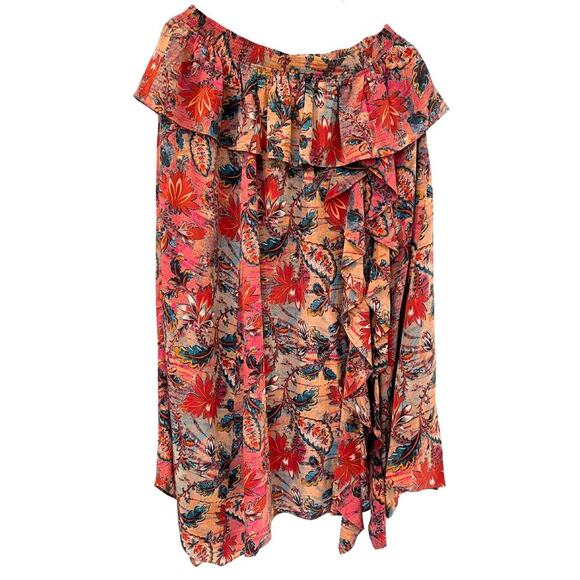 NWT Ulla Johnson Skirt Midi Long Orange Red Floral Ursa Paisley 100% Silk Sz 10 - Picture 4 of 10